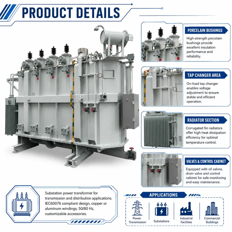 32 / 40 / 50 MVA Oil-Immersed Power Transformer 110–115 kV to 10.5 kV — customisation options