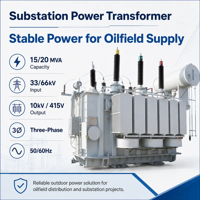 33 / 66 kV Three-Phase Oil-Immersed Power Transformer 15 / 20 MVA — construction and materials detail