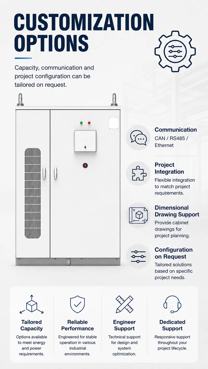 344kWh LFP-280Ah Liquid-Cooled Industrial & Commercial Energy Storage System — customisation options