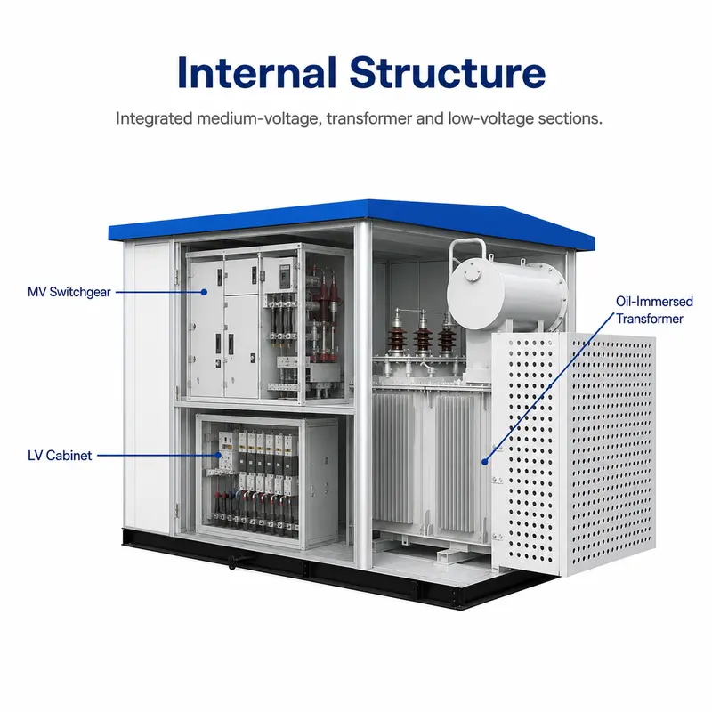 35/10 kV New-Energy Prefabricated European Box Substation — internal structure