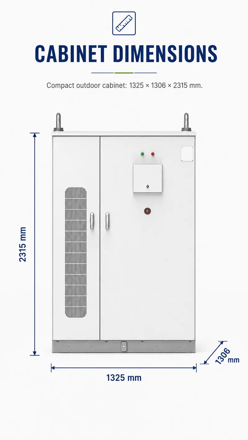 372kWh Liquid-Cooled Energy Storage System — Integrated Battery Cabinet — dimensions and layout