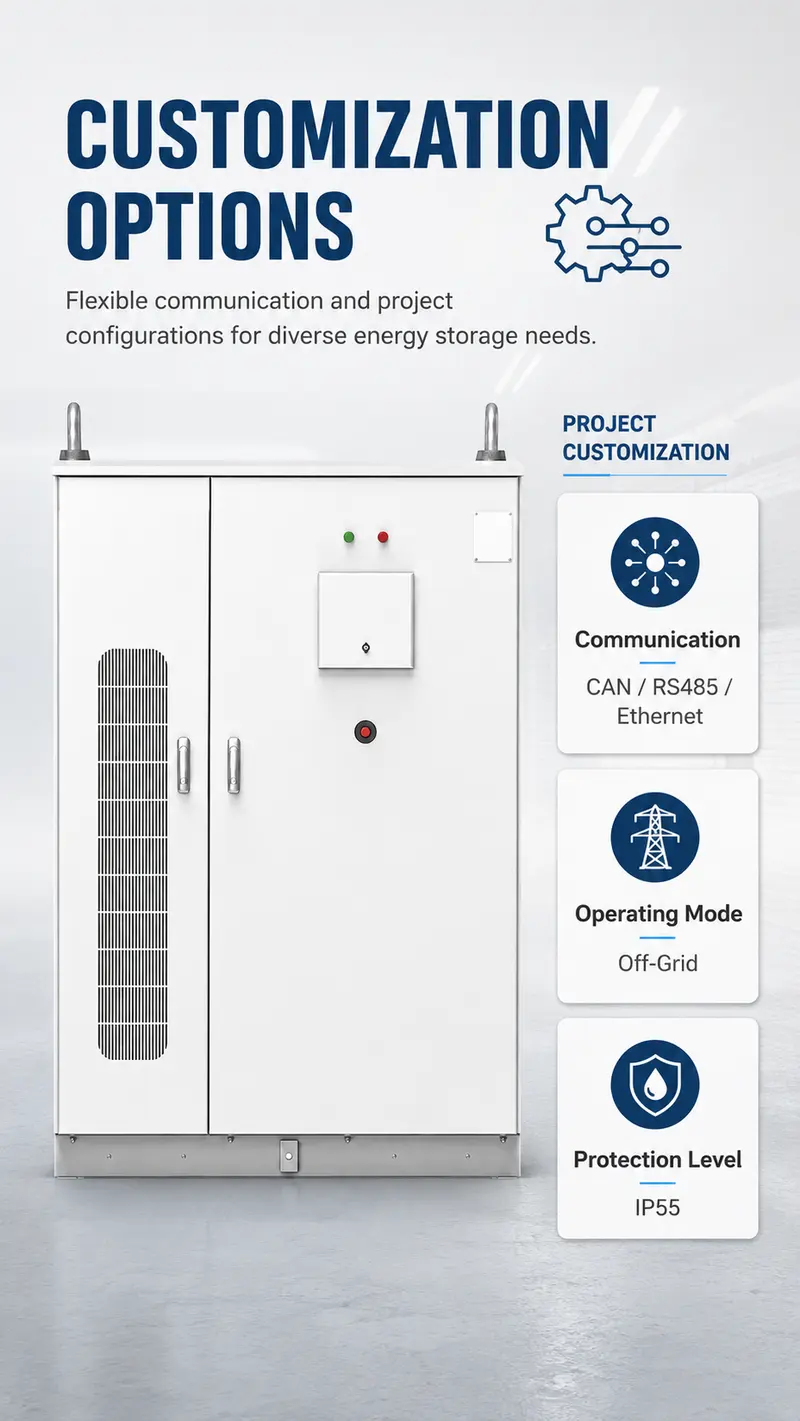372kWh Liquid-Cooled Energy Storage System — Integrated Battery Cabinet — customisation options