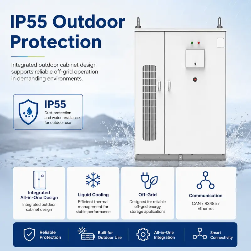 372kWh Liquid-Cooled Outdoor Cabinet — Integrated Lithium Battery Energy Storage System — safety and protection features