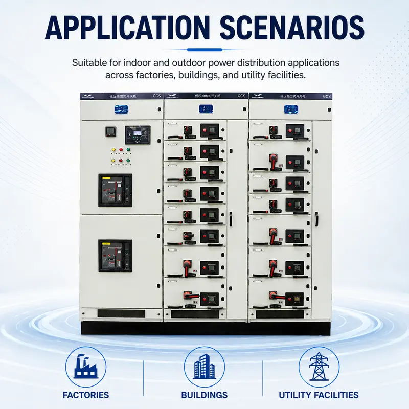 400–480V Low Voltage Power Distribution Switchgear Panel (1600A, IP65, Galvanized Steel) — typical application