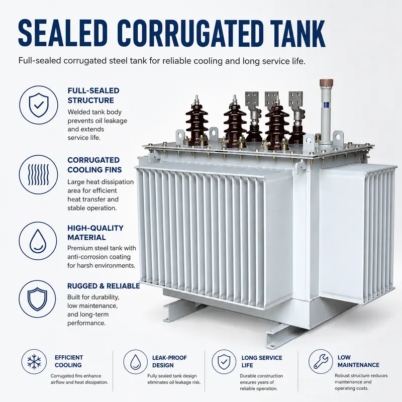 500kVA & 1000kVA 11kV/400V Three-Phase Oil-Immersed Distribution Transformer — construction and materials detail