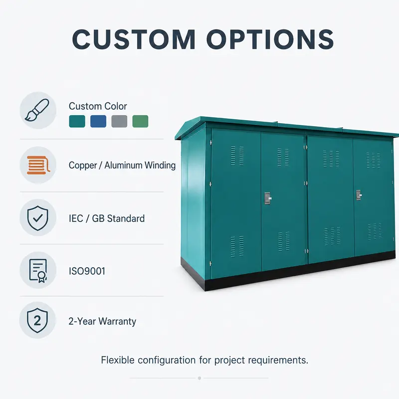 600 / 800 kVA 25 kV Movable Complete Box Substation — customisation options