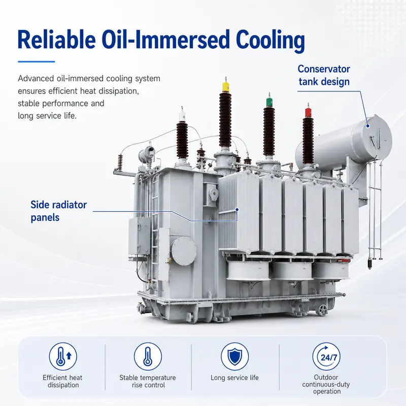 66 kV 2 MVA Step-Up Oil-Immersed Power Transformer for Photovoltaic — specification and nameplate detail