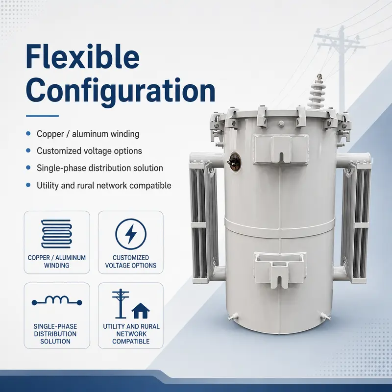 75 kVA & 100 kVA Single-Phase Oil-Filled Pole-Mounted Transformer — typical application