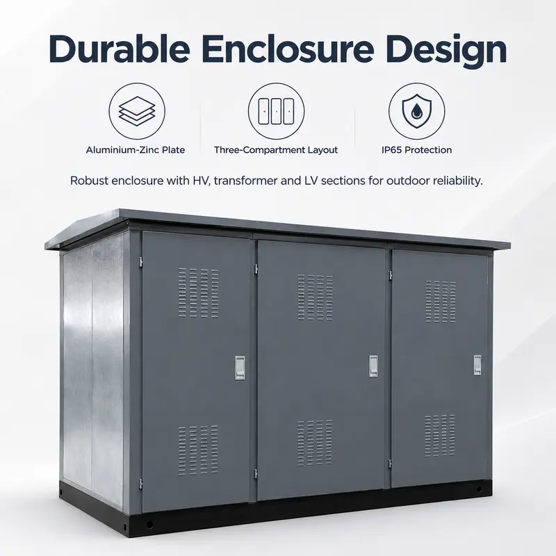 800 kVA 15/0.4 kV EEU-Standard Compact Box Substation — construction and materials detail