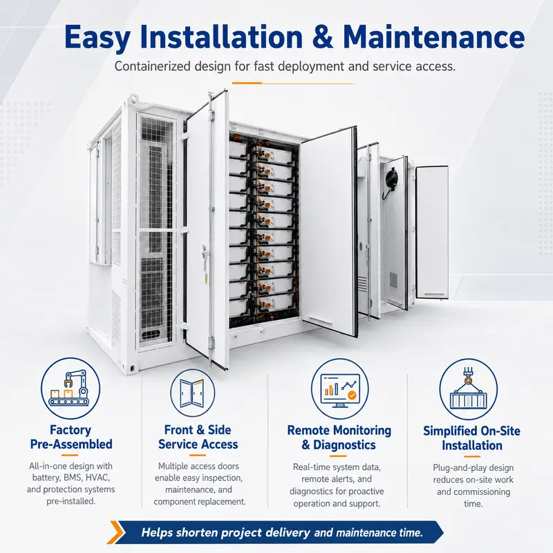 Battery-BMS-PCS Integrated LiFePO4 ESS, 500kWh–5MWh (Liquid-Cooled, IP67) — typical application