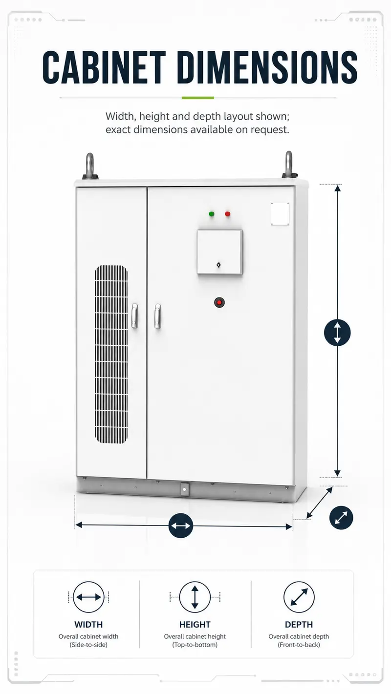 Custom 100kW / 93kWh Liquid-Cooled Commercial & Industrial Energy Storage System — dimensions and layout