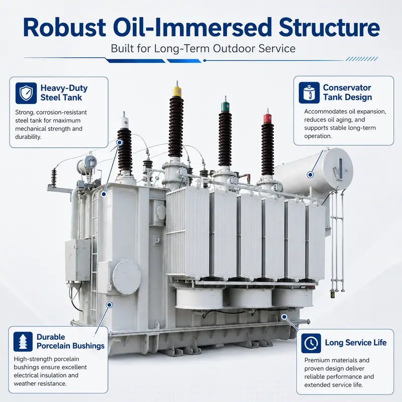 Customized 2500 kVA Three-Phase Oil-Immersed Power Transformer 66 kV / 415 V — specification and nameplate detail
