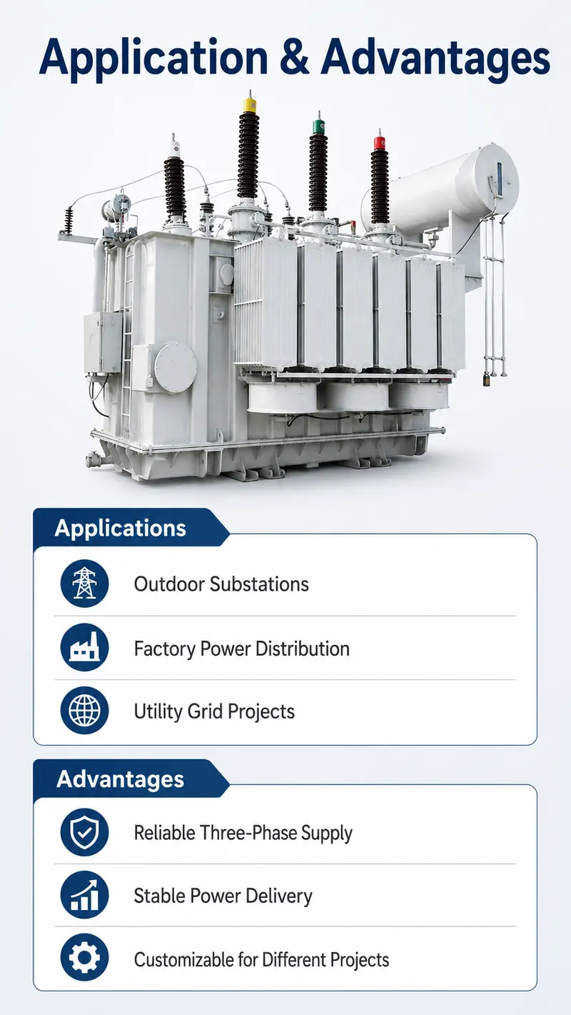 Customized 2500 kVA Three-Phase Oil-Immersed Power Transformer 66 kV / 415 V — workmanship detail