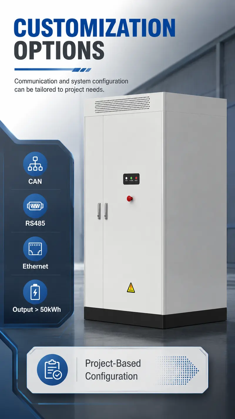 DC 1000V Liquid-Cooled Commercial & Industrial Energy Storage Cabinet (LiFePO4) — customisation options