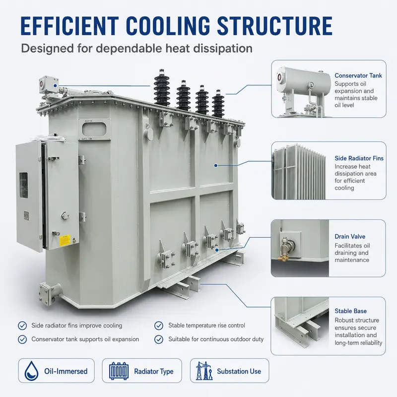 Energy-Saving 25 / 30 MVA Oil-Immersed Power Transformer 66–110 kV — safety and protection features