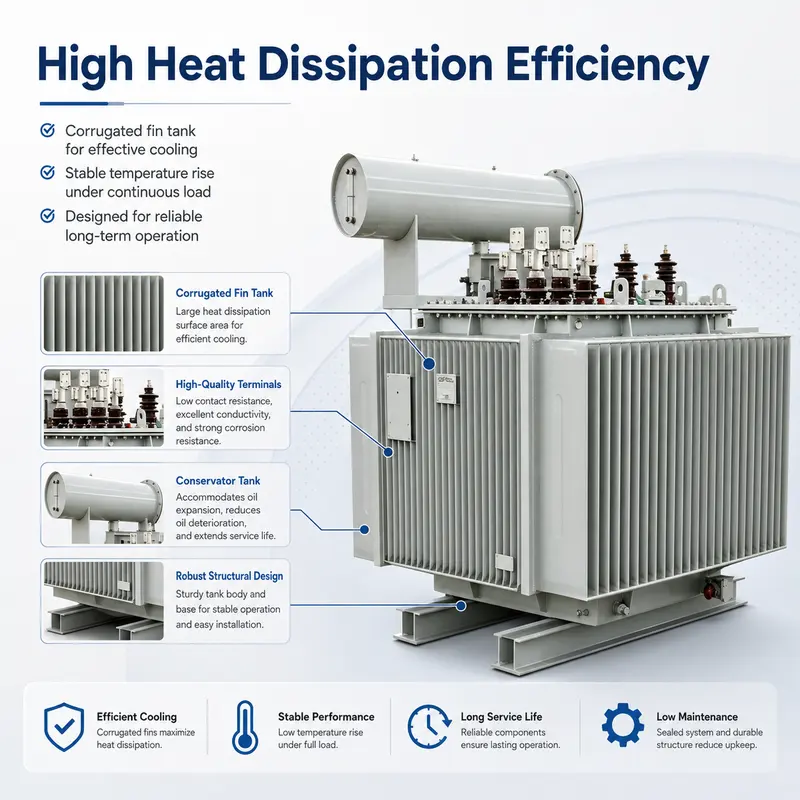 Energy-Saving 500–3500kVA 35kV/480V Three-Phase Oil-Immersed Transformer — construction and materials detail