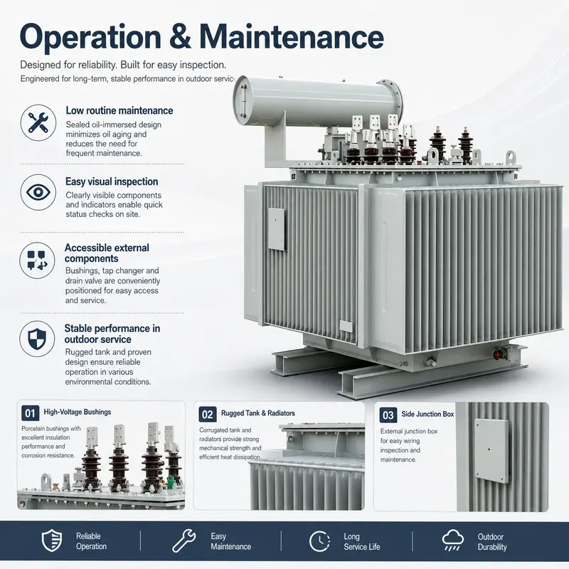 Energy-Saving 500–3500kVA 35kV/480V Three-Phase Oil-Immersed Transformer — workmanship detail