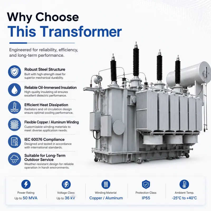IEC 60076 66 kV Three-Winding Oil-Immersed Substation Power Transformer — customisation options