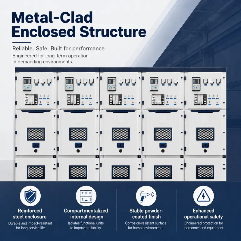 Intelligent 12–24kV Metal-Clad HV Switchgear, 4000A, Stainless Steel IP65 — construction and materials detail