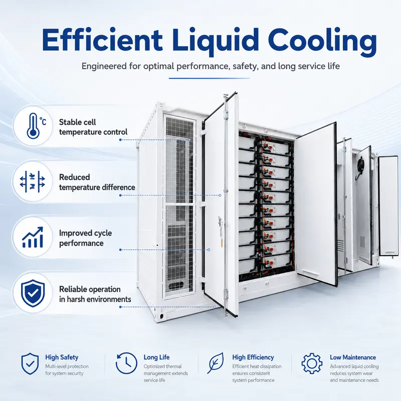 LiFePO4 Containerized BESS, 1MWh–6MWh / 1000kW (Liquid-Cooled, IP67) — specification and nameplate detail