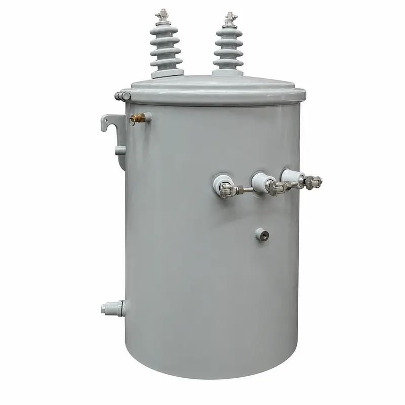 Low-Loss Single-Phase Pole-Mounted Distribution Transformer 100 kVA (13.8 kV) — product photo on white background