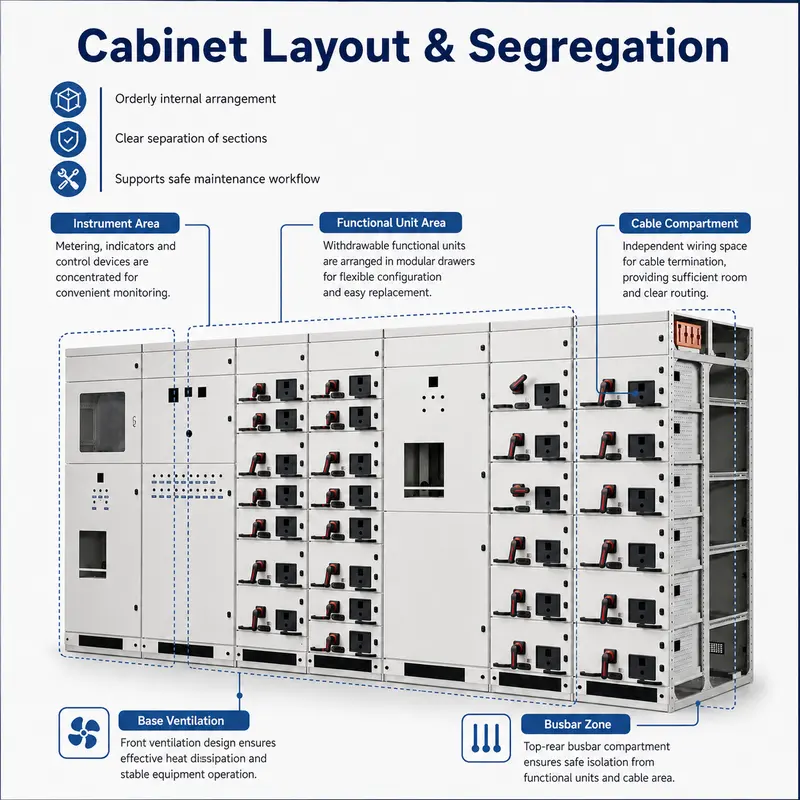 Low Voltage Power Distribution Switchgear, 800V / 630A (GCS, IP65) — workmanship detail