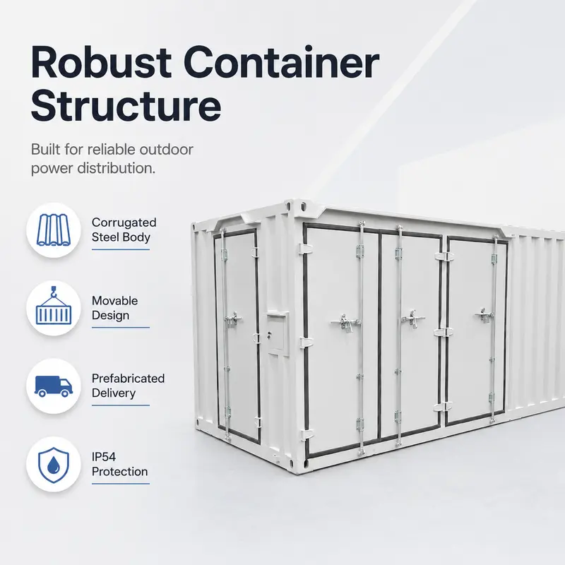 Movable 3150 kVA 6.3/0.8 kV Prefabricated Container Substation — construction and materials detail