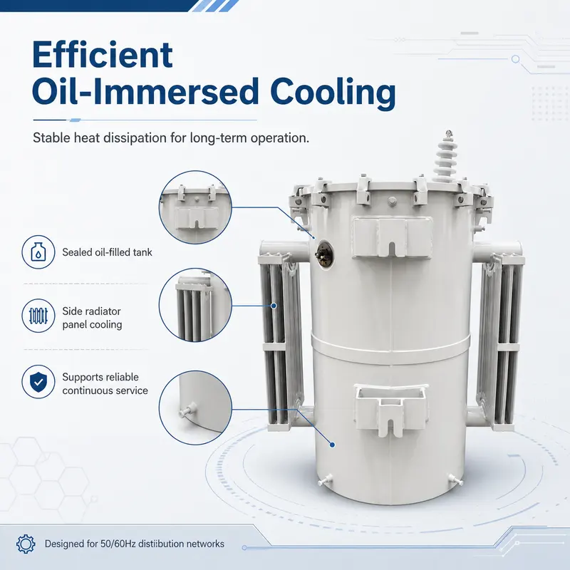 Oil-Filled 250 kVA CSP Single-Phase Pole-Mounted Distribution Transformer — specification and nameplate detail