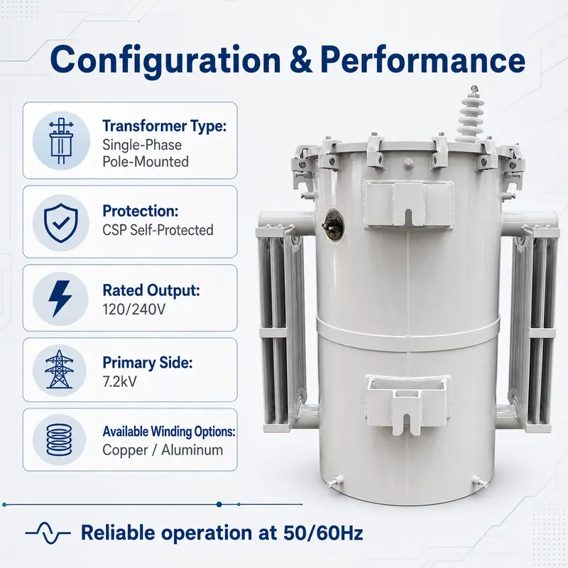 Oil-Filled 250 kVA CSP Single-Phase Pole-Mounted Distribution Transformer — customisation options