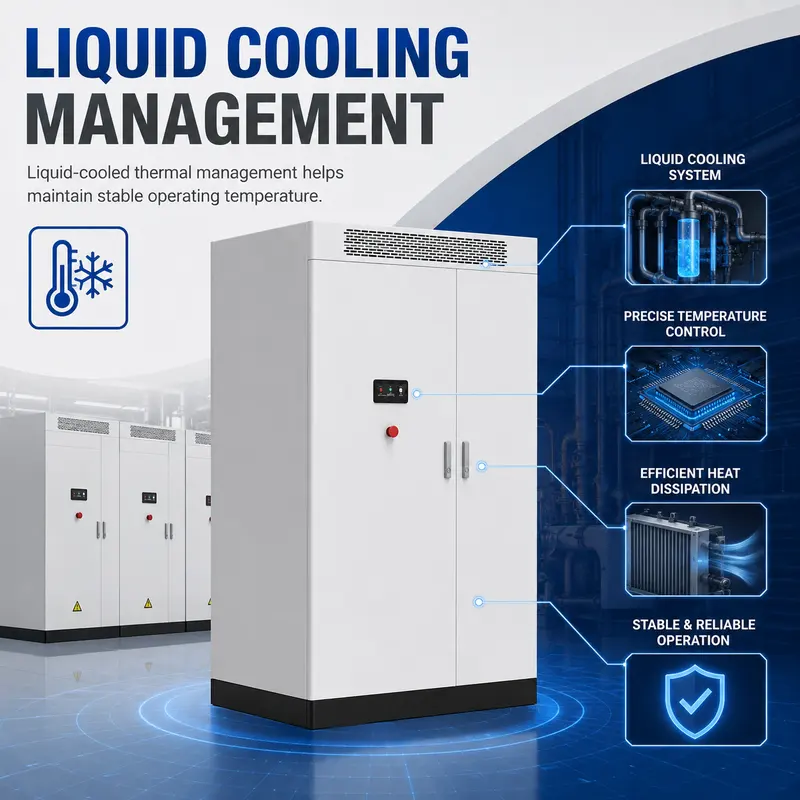Outdoor Liquid-Cooled Battery Cluster Converged Cabinet — 6000-Cycle Energy Storage System — construction and materials detail