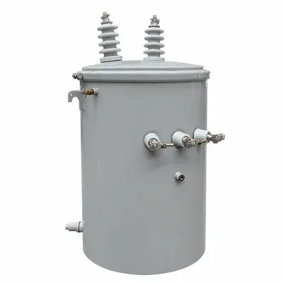 Outdoor Single-Phase Pole-Mounted Oil Transformer 50–333 kVA (13.2–13.8 kV) — product photo on white background