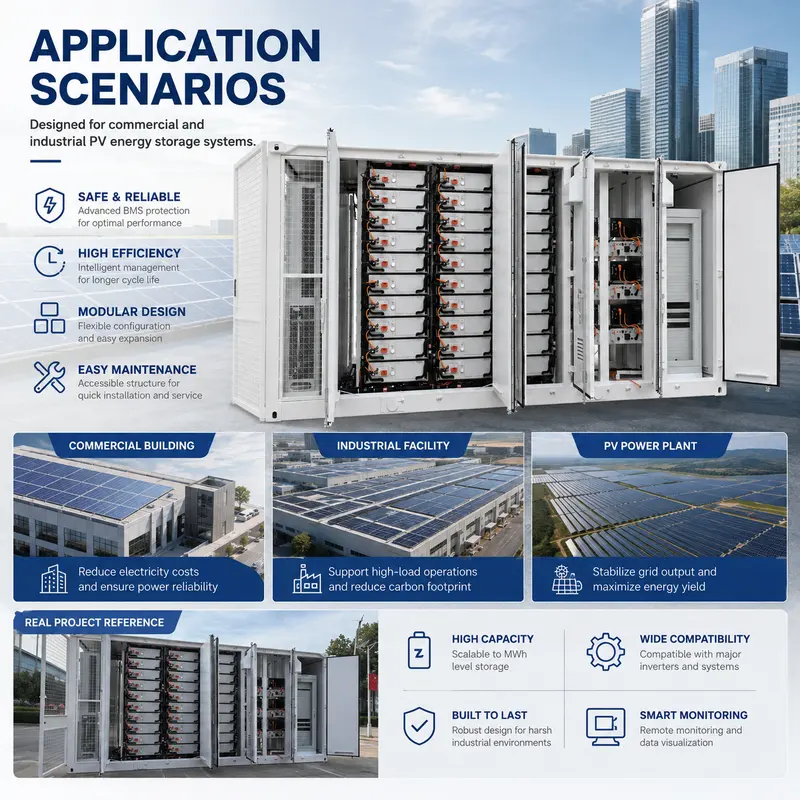 PV Power Storage Containerized BESS (1000kWh, 500kW–1MW, Liquid-Cooled, IP67) — typical application