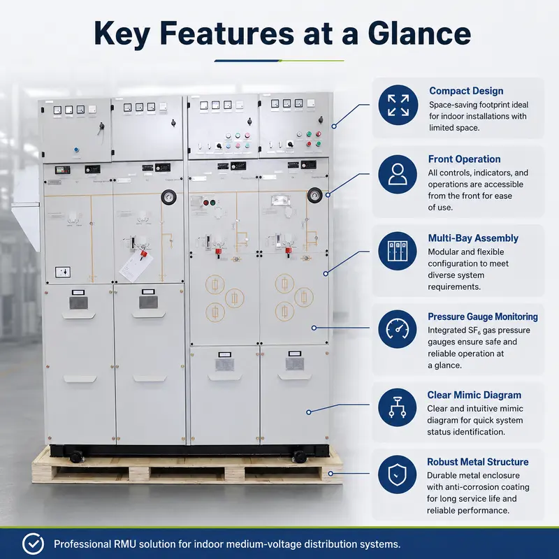 SF6 Gas-Insulated Ring Main Unit (RMU), 12–24kV, 630–2500A (Indoor) — customisation options