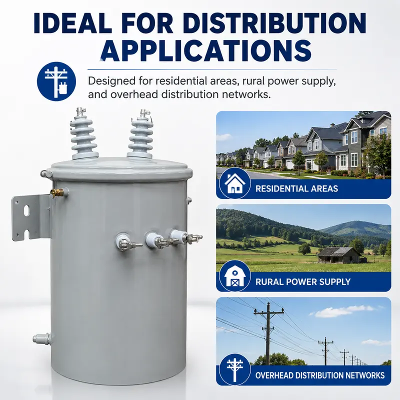 Single-Phase 25kVA & 50kVA Pole-Mounted Distribution Transformer — typical application