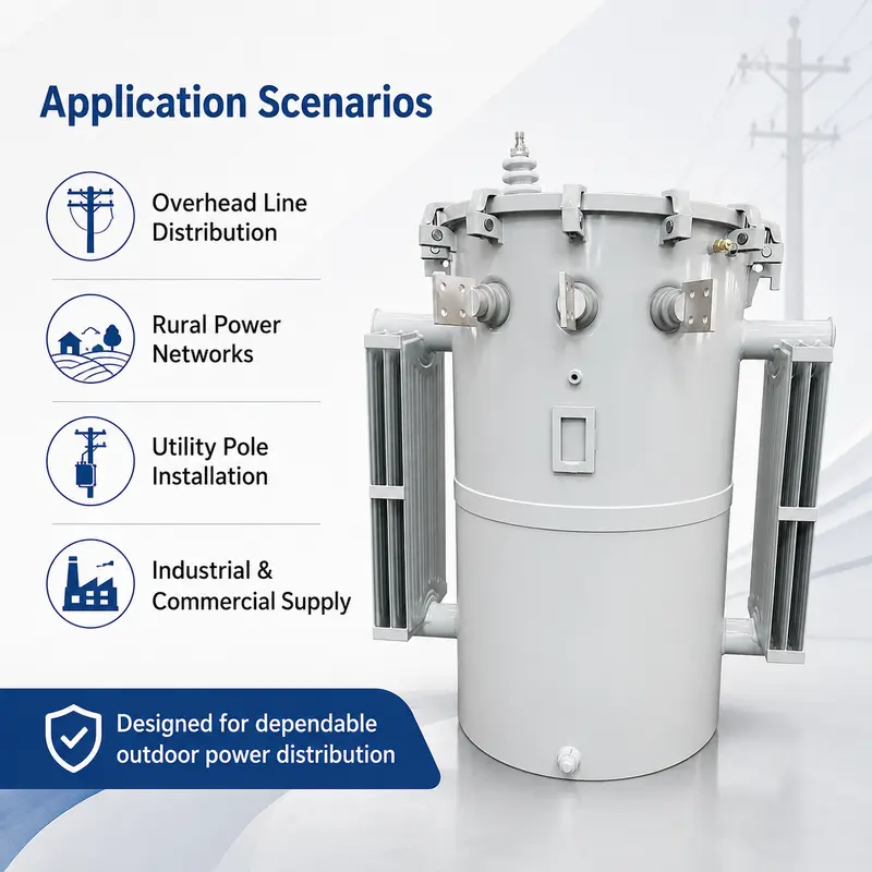 Single-Phase 50 kVA & 75 kVA Pole-Mounted Distribution Transformer (13.2 kV) — workmanship detail