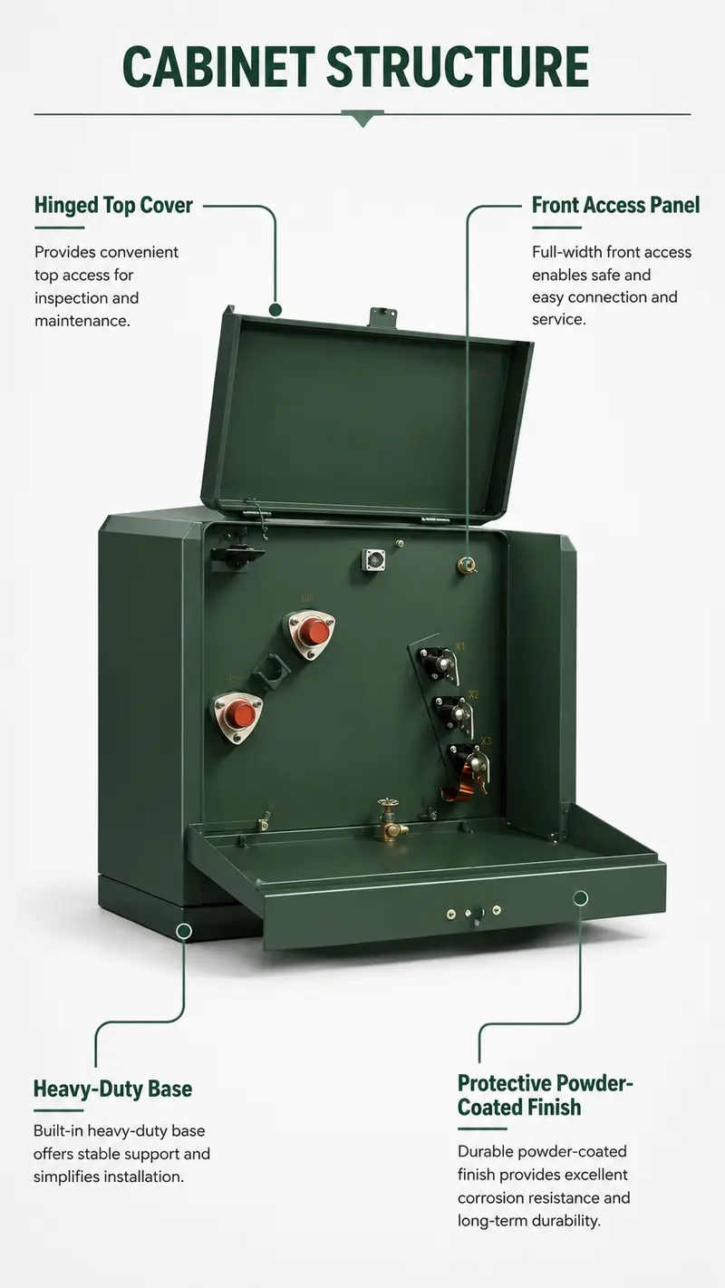 Single-Phase Pad-Mounted Transformer — 220V/400V, Energy-Saving, USA/Canada Standard — internal structure