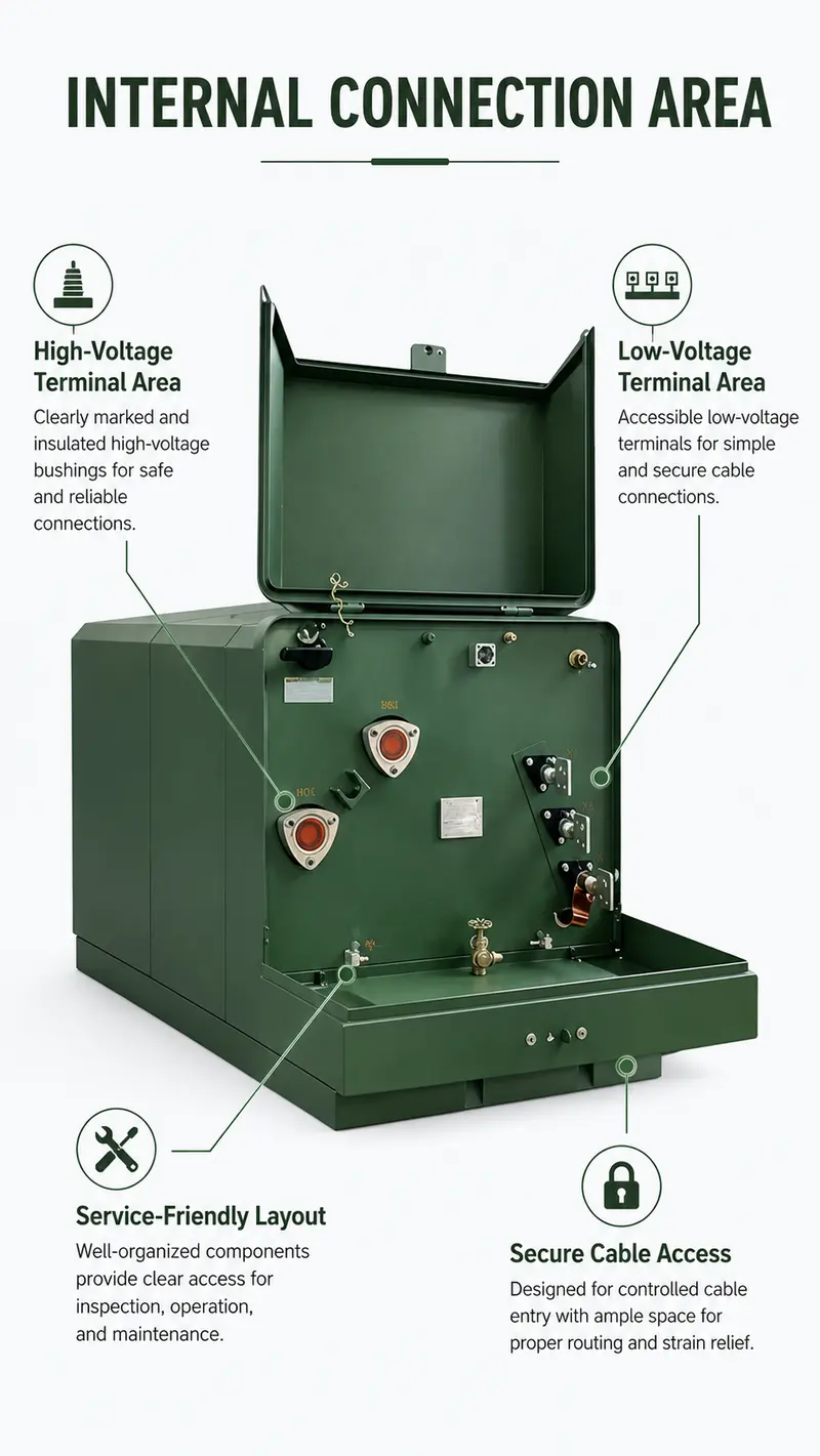 Single-Phase Pad-Mounted Transformer — 220V/400V, Energy-Saving, USA/Canada Standard — workmanship detail