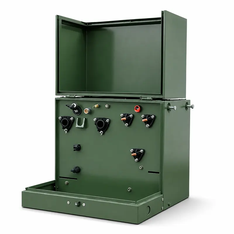 Single-Phase Pad-Mounted Transformer, 37.5–167kVA (12.47/34.5kV to 120/240V) — product photo on white background