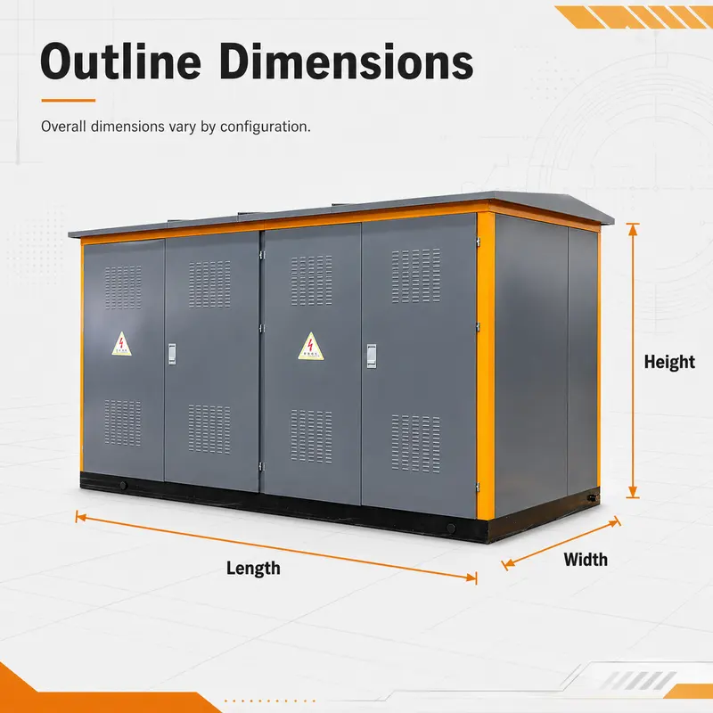 Three Phase 11–36 kV Compact Package Substation — dimensions and layout