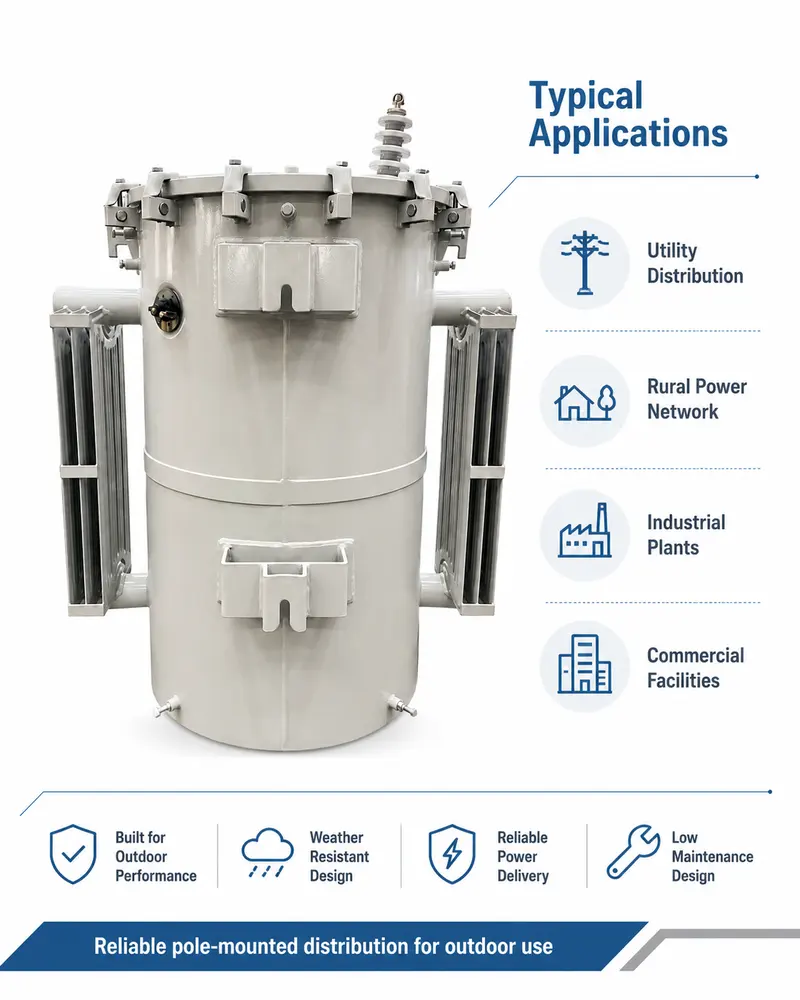 UL-Certified Single-Phase Pole-Mounted Transformer 25 / 50 / 75 kVA (13.8 kV) — workmanship detail
