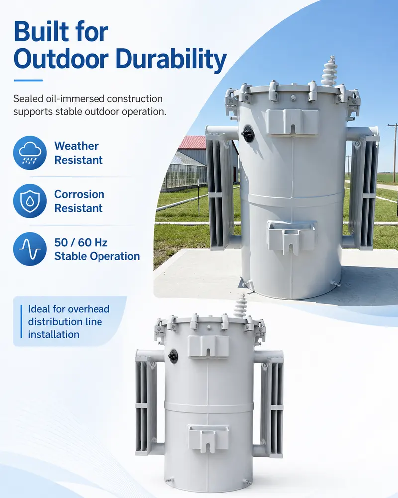 UL Single-Phase Pole-Mounted Transformer 25 / 75 / 167 kVA (13.2 kV) — safety and protection features